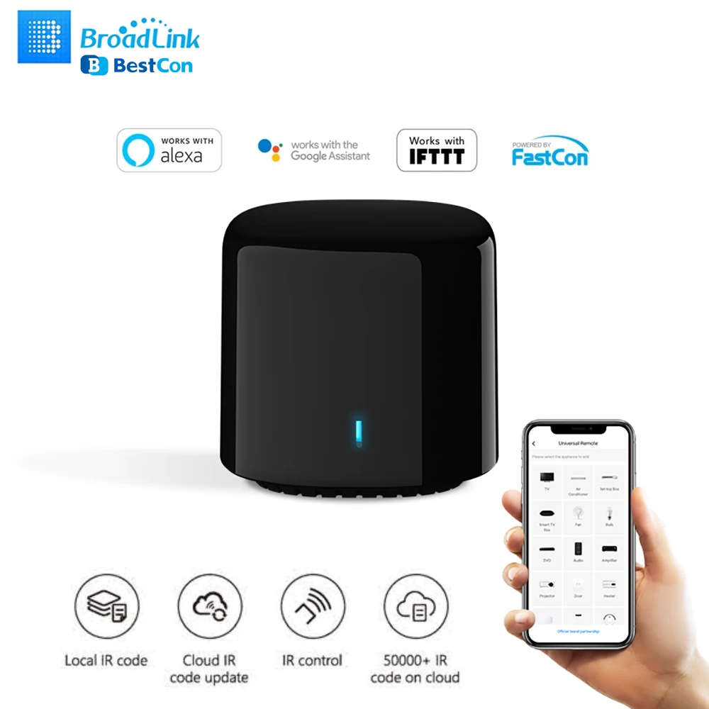 Broadlink Bestcon Rm4C Mini Smart Wifi Ir Remote, Timer Switch,Tv, Set-Top Box, Ac, Ir Fan Ecc. Controller Per Elettrodomestici Alexa