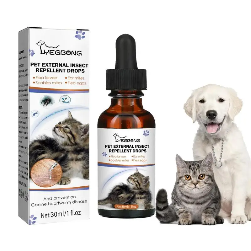 

30ml Pets Dog Cat Anti Flea Drops Insecticidee Flea Lice Insect Remover Spray Flea Tick Concentrate Formula Pet Flea Remover