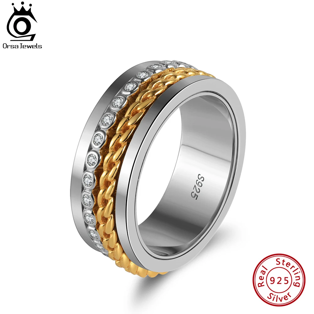 

Мужские Винтажные кольца ORSA JEWELS, серебристые вращающиеся кольца в минималистическом стиле