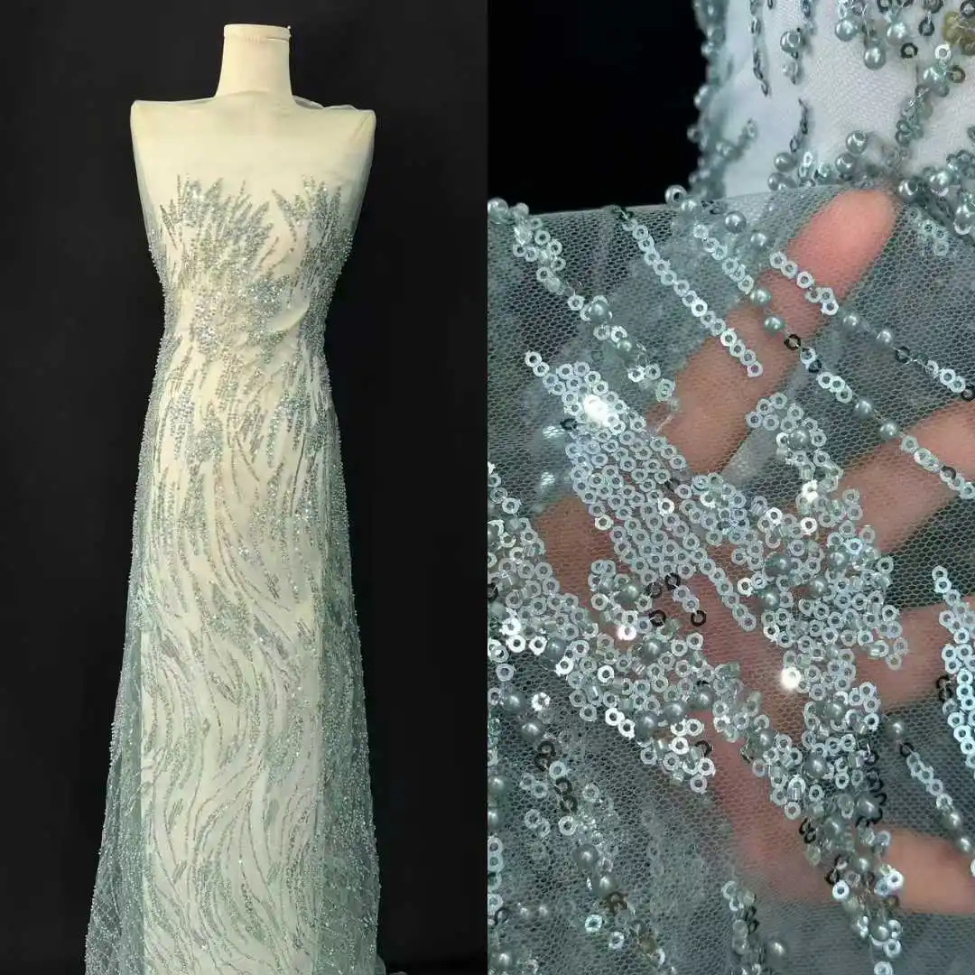 قماش دانتيل أفريقي مطرز لعام 2025، قماش دانتيل فرن...