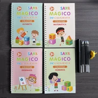 Magic Writing Book in Portuguese Calligraphy Notebook Montessori Kids Reusable Educational Calligraphic Letter Practice Toy 1