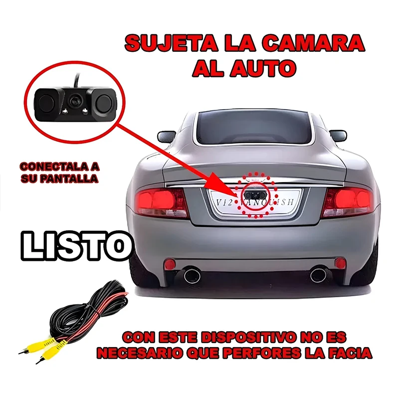 12V HD 자동차 후면보기 카메라 3 In 1 주차 감지기 센서 레이더 LED 야간 투시경 방수 역방향 카메라 범용 액세서리