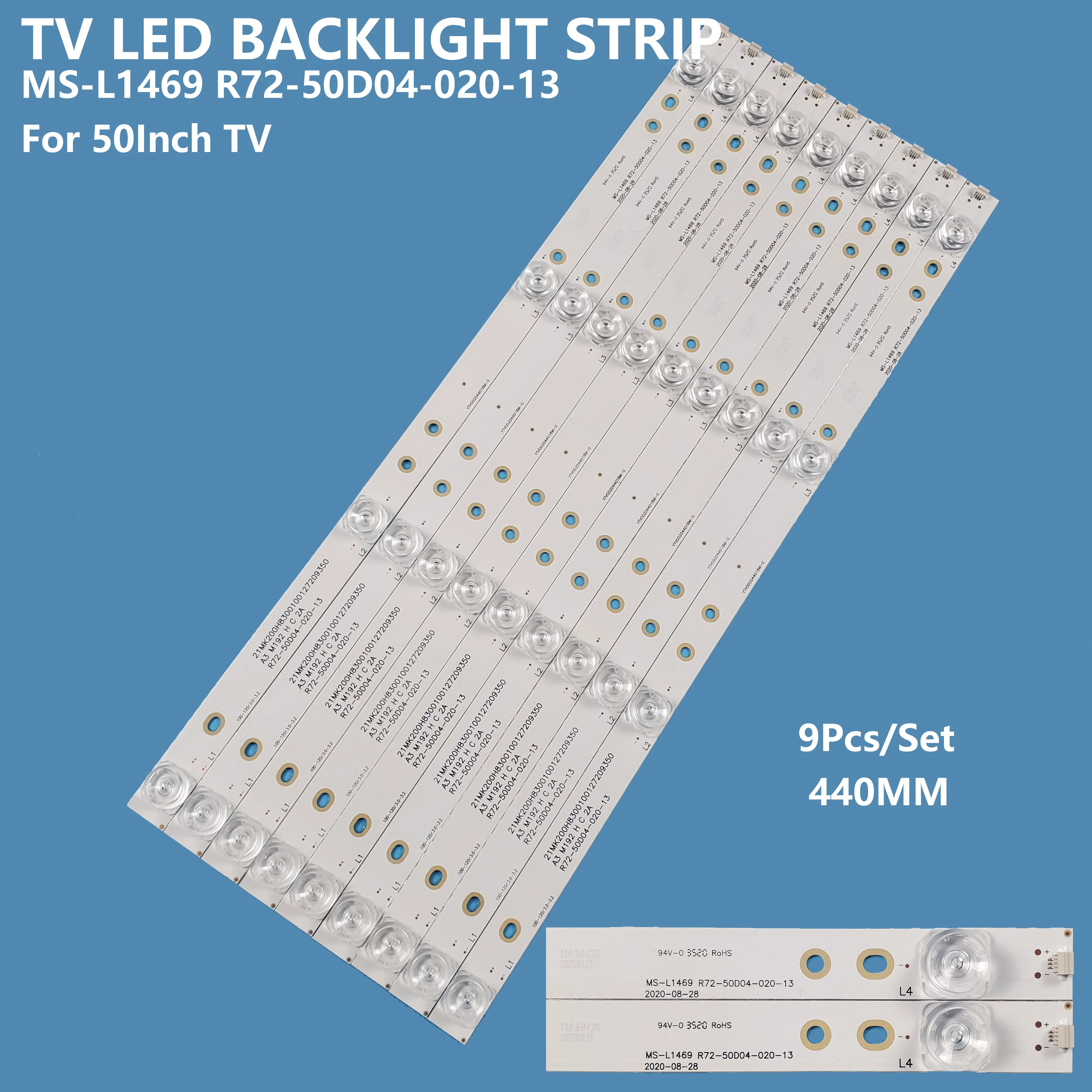 9Pcs/set Smart TV LED Backlight Bar Strip MS-L1469 R72-50D04-020-13 For 50inchtv JS-D-JP50EU-042E Accessories Repair Replacement