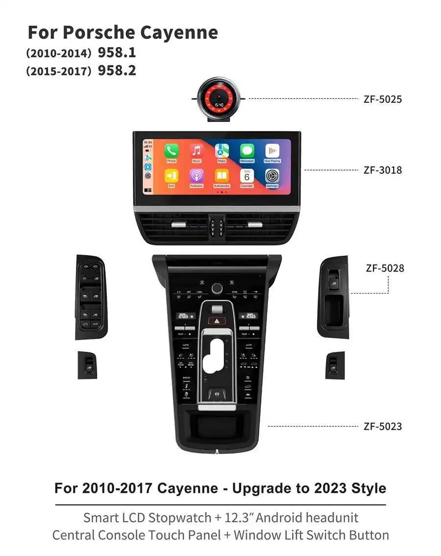 12.3inch Android 13 Car Interior Upgrade Kits For Porsche Cayenne 2010-2017 Cent