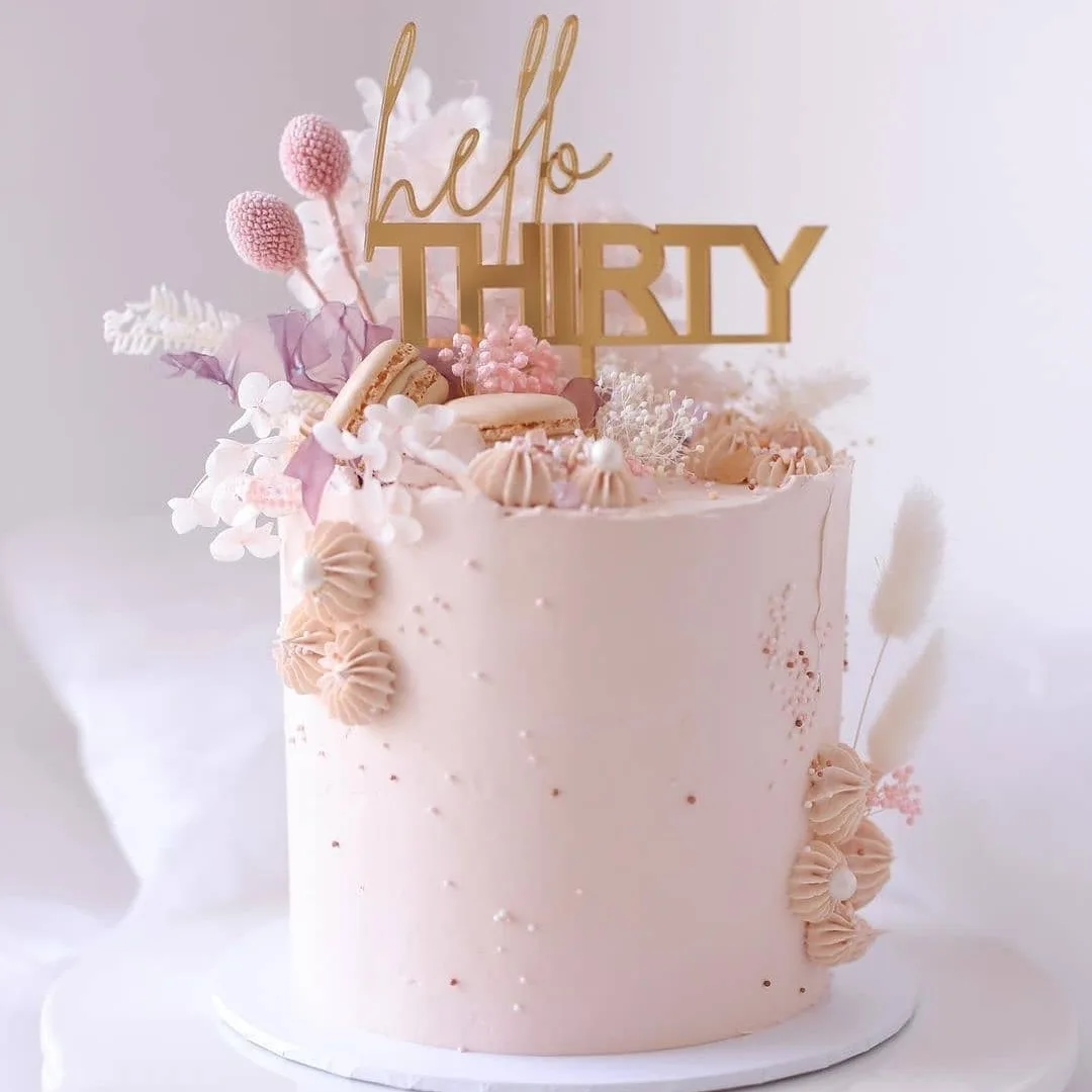 Nuovi Topper per torta di buon compleanno di 30 50 anni Topper per torta di compleanno in acrilico dorato per decorazioni per torte per la festa di compleanno del 30 ° 50 °  15