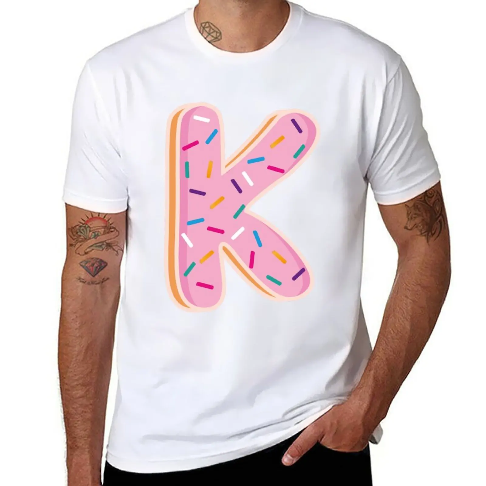 

Donut letter K T-Shirt customs korean fashion shirts graphic tees quick drying slim fit t shirts for men