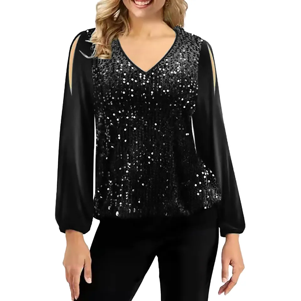 Elegant Beaded Sequins Blouse for Women