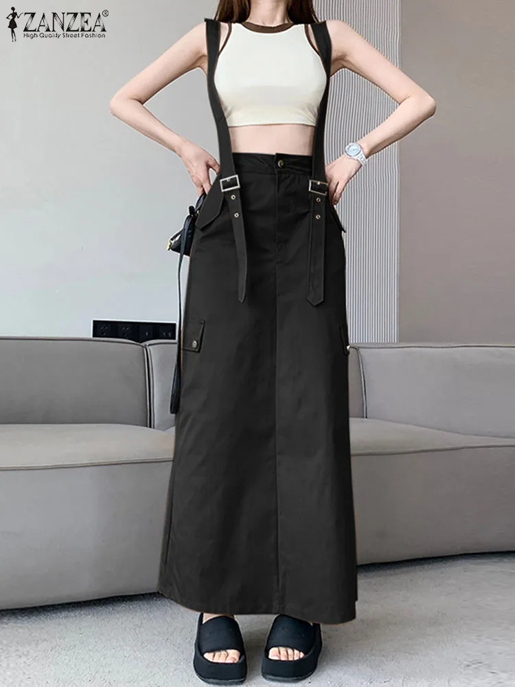 

ZANZEA 2024 Summer Elegant High Waist Solid Split Hem Skirt Casual Party Club Long Skirt Faldas Saia Fashion Women Overall Dress