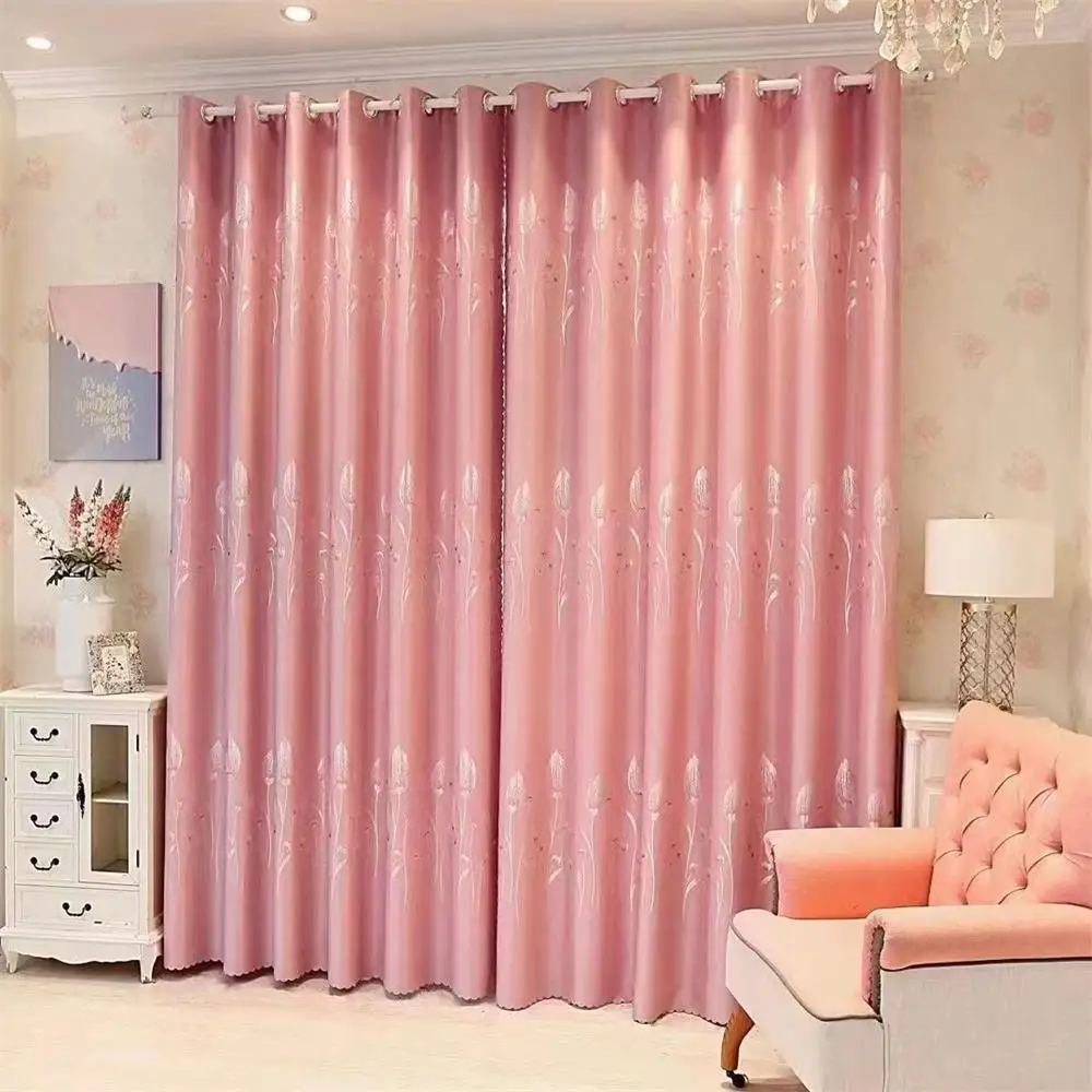 2022 New European Style Blackout Curtains Simple Embroidered Thickened Shading for Living Room Bedroom Curtain Customization