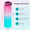 1L Sports Water Bottle With Straw Time Marker Gradient Color Motivational Bottle Leakproof Outdoor Student Drinking Water Cup 4
