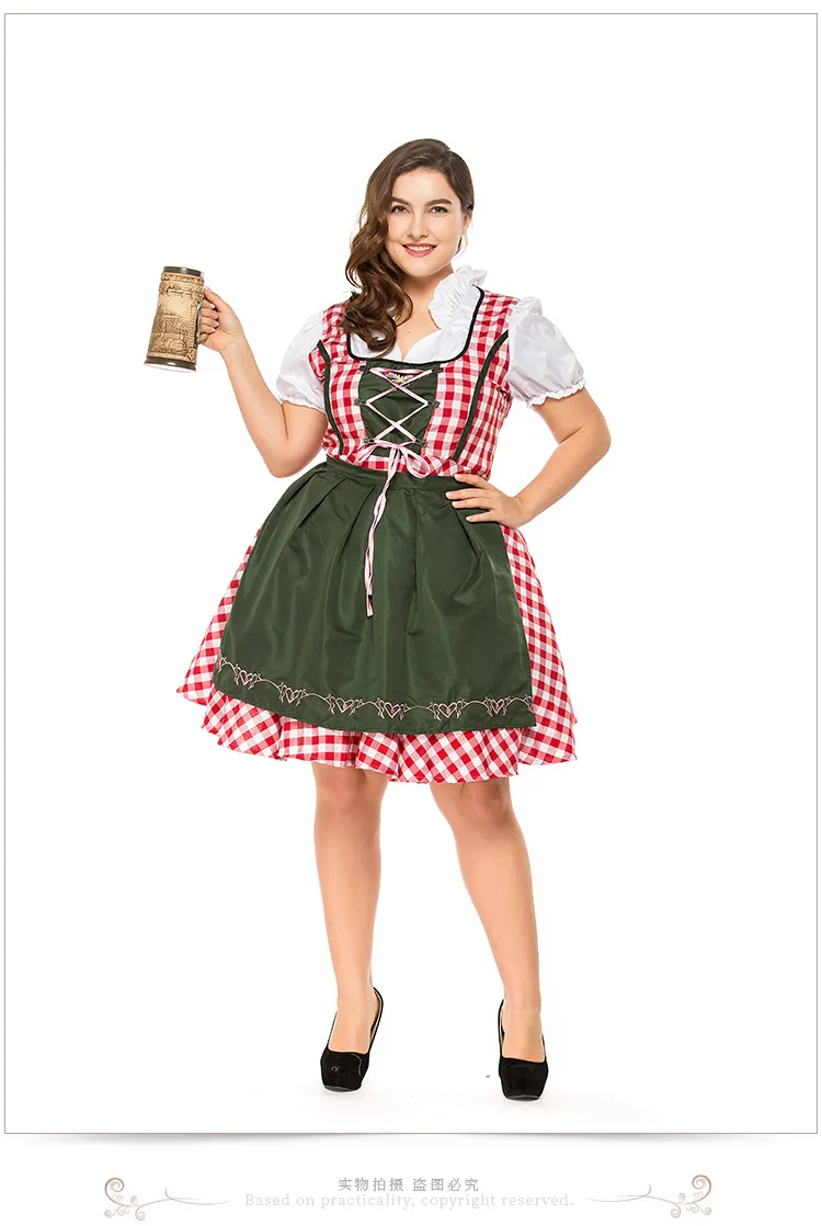 Med det samme Hårdhed Skæbne Plus Size Plaid Oktoberfest Costumes Women German Dirndl Dresses Bavarian  Costume Drindles Dress Oktoberfest Outfits Beer Girl - AliExpress