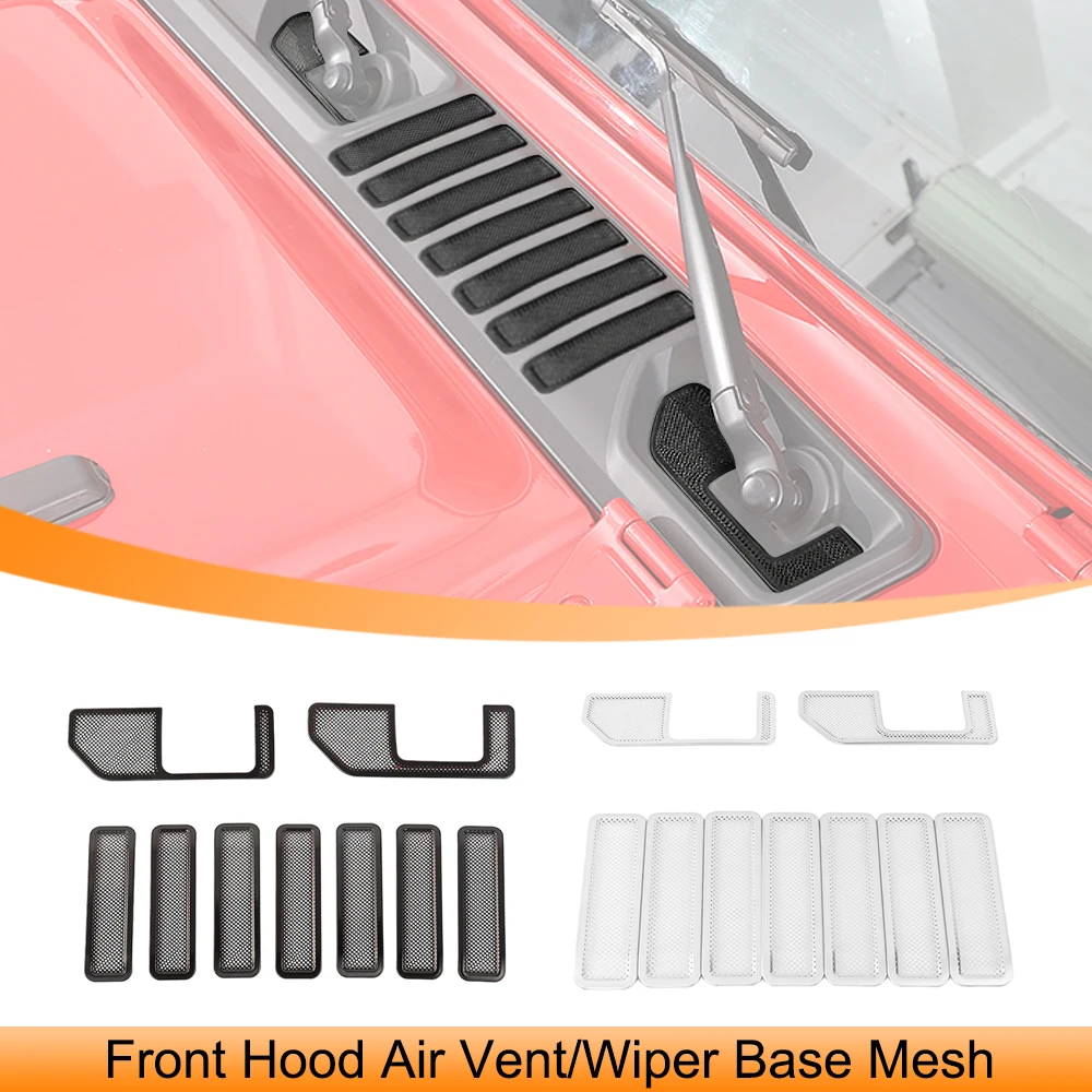 Car Front Engine Hood Wiper Base Cover/Air Vent Mesh Panel Trim