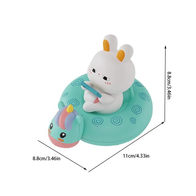 Children's Water Playing Chain Rabbit Cute Pig Swimming Circle Spring Swinging Bathroom Shower Interactive Toy 3