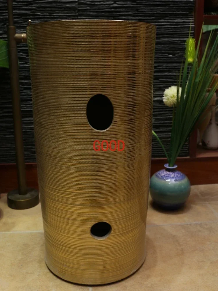 Golden Art Pedestal Basin Ceramic Column Type Washbasin Floor Type Inter-Platform Basin Vertical Wash Column