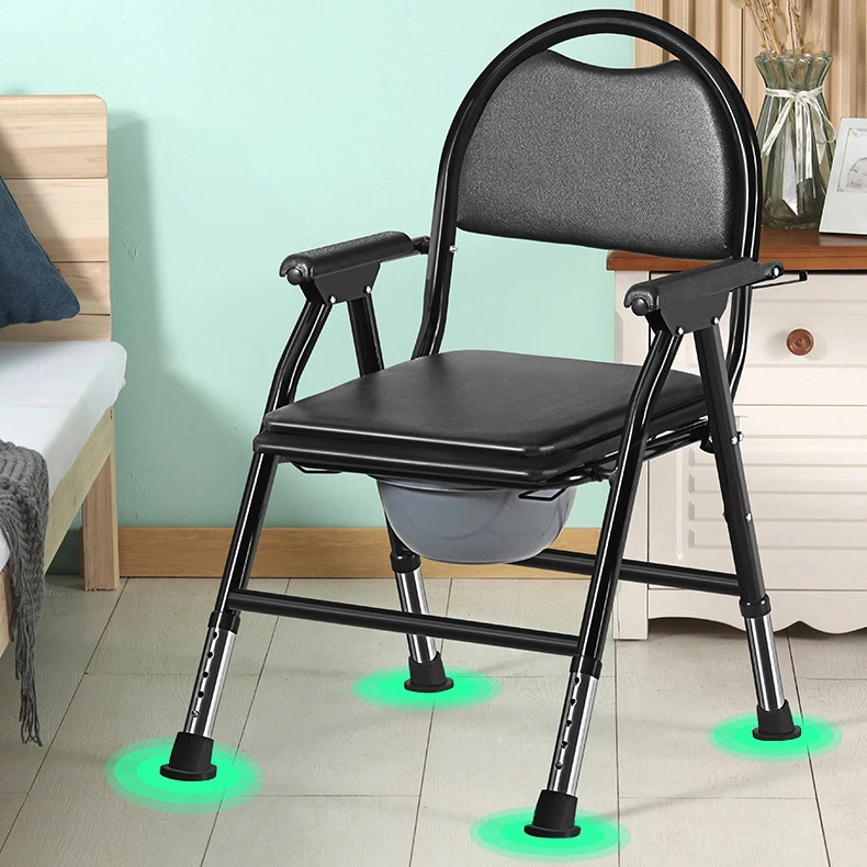 Foldable Toilet Seat Chair Adjustable Soft Adult Commode Portable Heavy Duty Elderly Pregnant Removable No-Slip Feet
