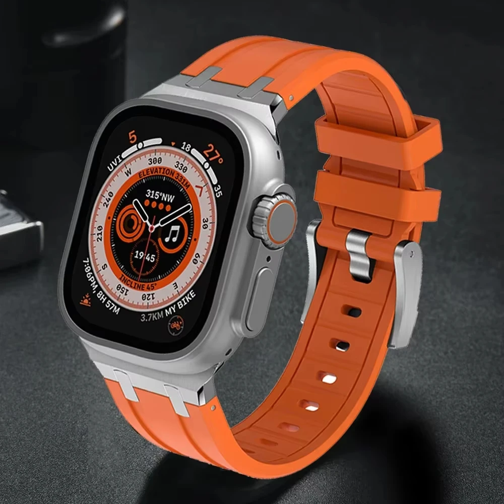 Titanium Metal Head Silicone Band with Rubber Strap