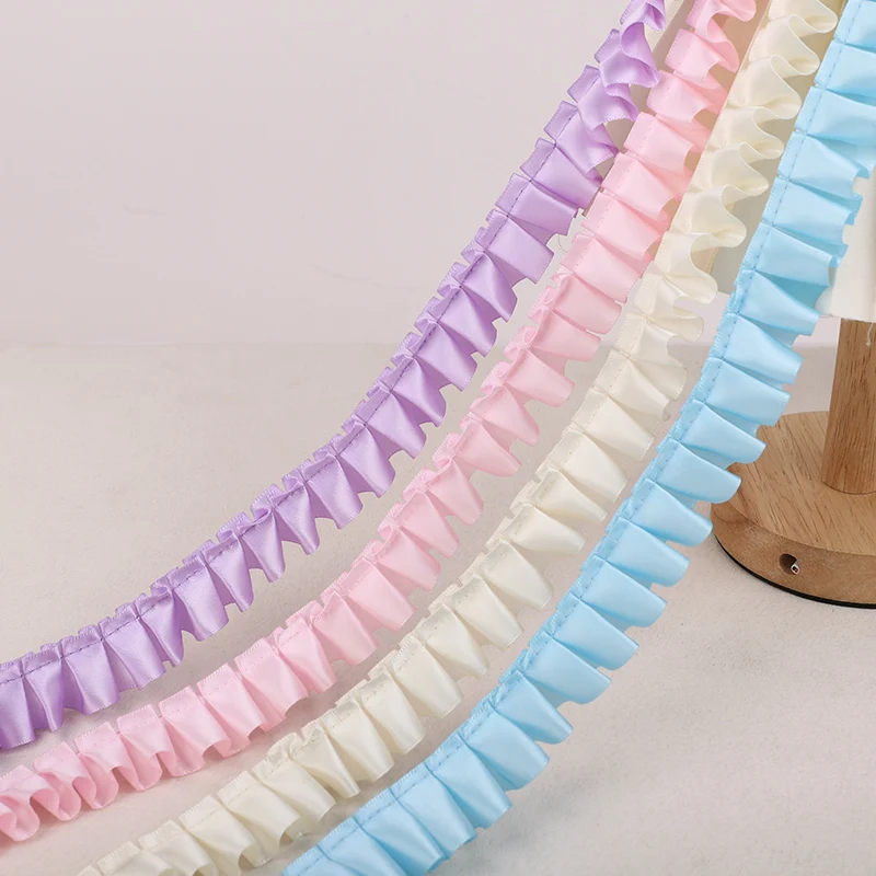 3 Yards Rüschen einseitiger Satinbandbesatz 40 mm Nähen Mi Puppenkleid Handwerk Applikation DIY Nähen Handwerk Heimdekoration Lieferungen – Detail 6