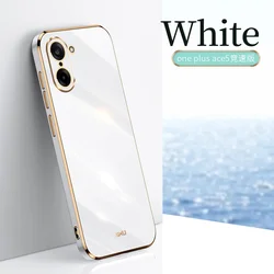 OnePlus Nord CE5 Shockproof Matte Silicone Phone Case with 6D Plating Design for With Ring Holder (White)