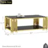 Glass Coffee Table Living Room Table Gold Stainless Steel Metal Leg RectangularTempered Glass Center Table for Home Office 2