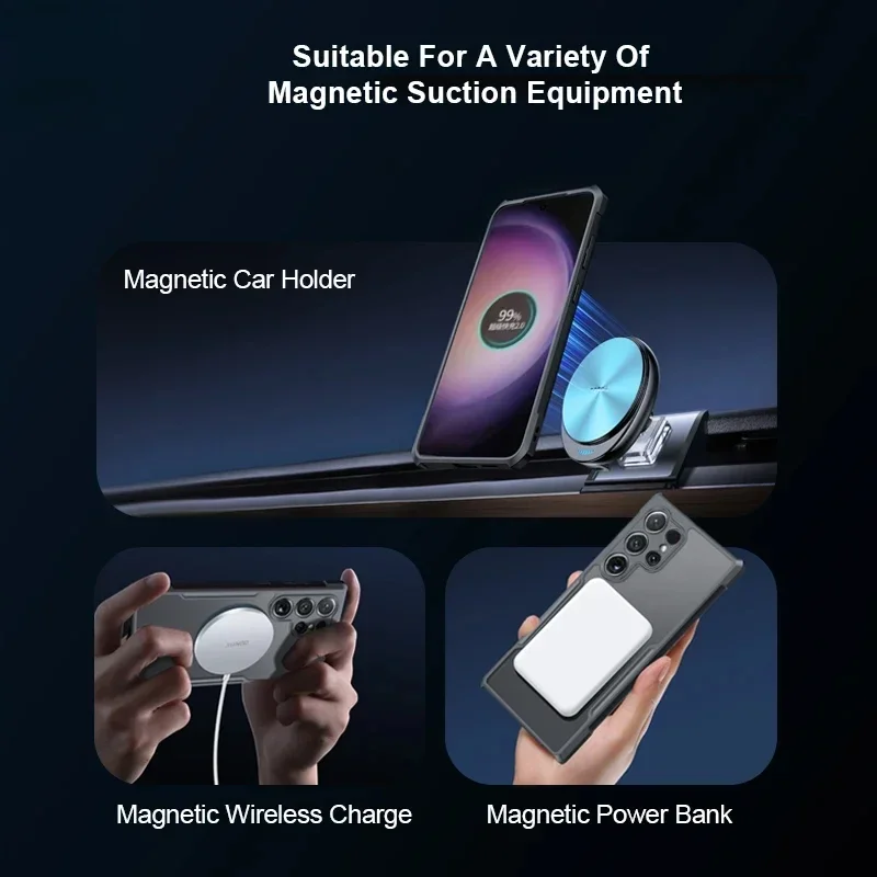 MagSafe Metal Magnetic Car Holder Case with Airbag Protection and Durable PC + TPU Cover