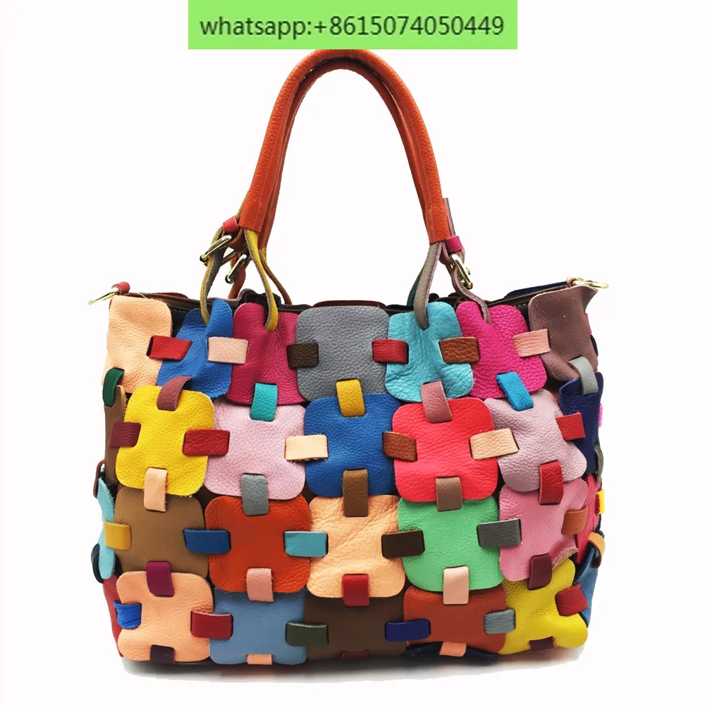 

Handmade patchwork square handbag for women, crossbody bag, colored genuine leather bag for women