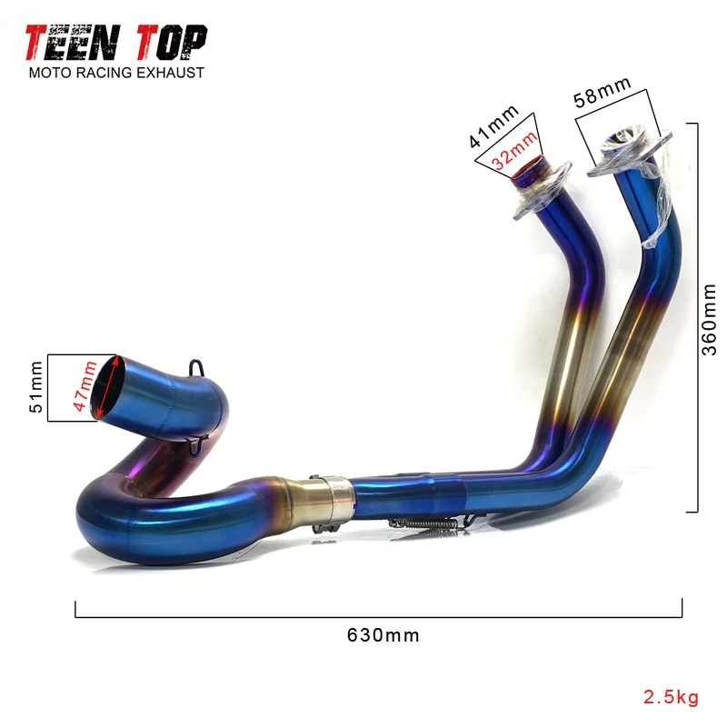Motorcycle Exhaust Front Link Pipe For Kawasaki Z650 Ninja650 Exhaust Pipe 2017-2021 51mm Motobike Escape Moto Tube - Image 2