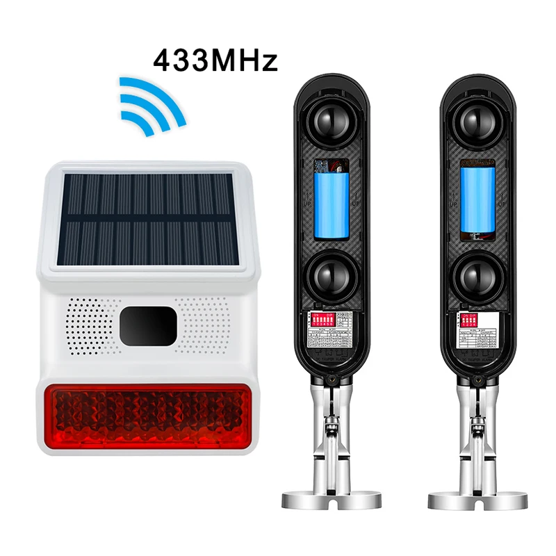 IP65-Waterproof-433MHz-Solar-Powered-Strobe-Siren-Home-Alarm-System ...