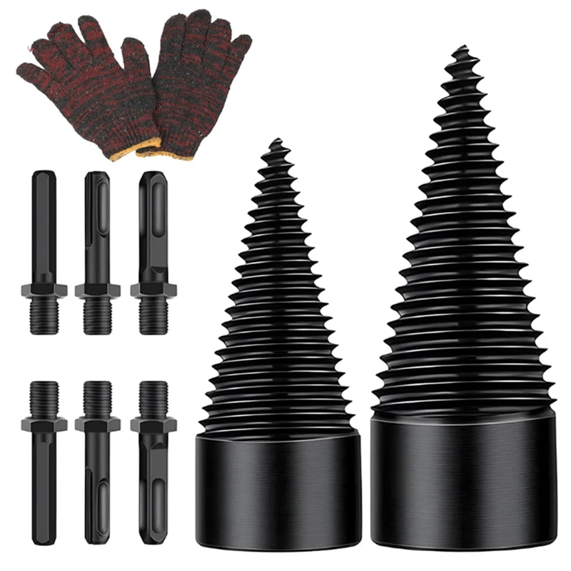 

Firewood Log Splitter Drill Bit 32MM+42MM Heavy Duty Screw Cone Driver Wood Splitter Black 1Set