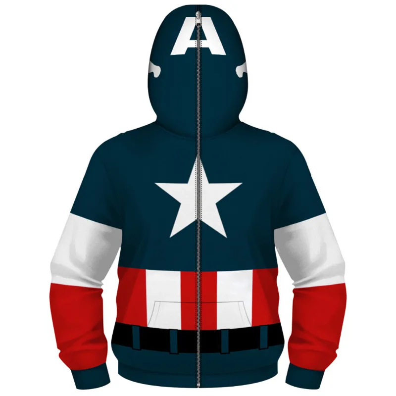 Anime Spiderman /Iron Man Full Zipper Hoodies Cosplay Costume Kids Boys Girls Superhero Cartoon Print Hooded Sweatshirts Outwear superhero cosplay costume kids cosplay costume