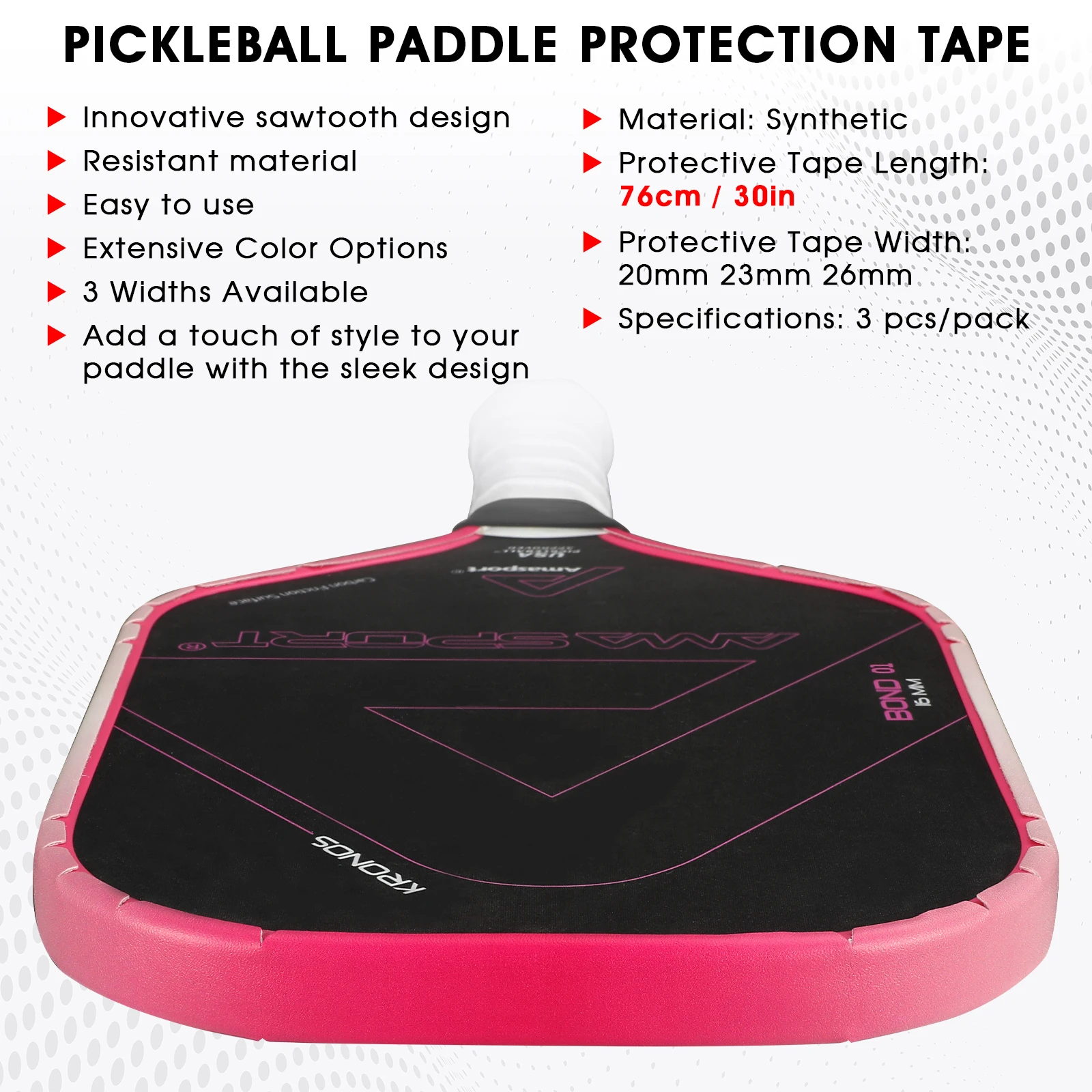 Gradient Pickleball Paddle Protection Tape Color-Racket Edge Protection Tape-Fit Perfectly Curved Edge pickleball paddle tape
