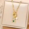 99221-995a32.jpg Haute qualité brillant cristal zircone Animal mignon ours pendentif collier ras du cou pour femme fille vacances serrure os chaîne bijoux cadeau