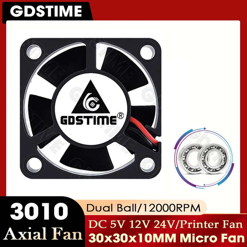 GDSTIME 3010 Lüfter 24V Kugellager Bürstenloser Lüfter 30x10MM 12V 5V Kühllüfter 30MM Mikrolüfter für Autolampe, 3D-Drucker-Kühlung
