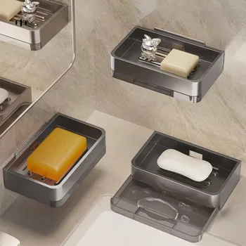 ชั้นวางสบู่ติดผนังอะลูมิเนียมสำหรับห้องน้ำ ชั้นวางของในห้องน้ำ ชั้นวางสบู่แบบมีที่ระบายน้ำ ที่เก็บของอ่างล้างหน้า 1