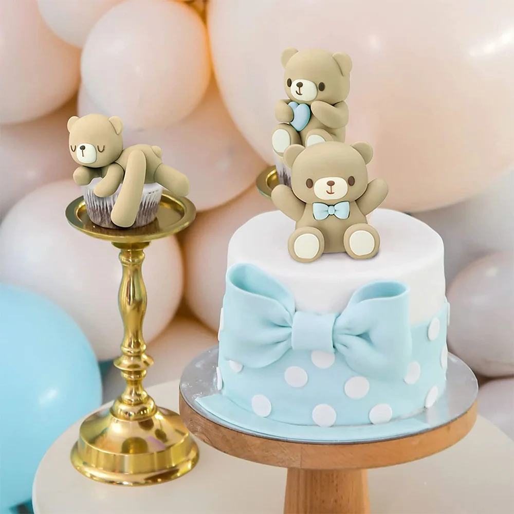 Adorno para tarta de Baby Shower, adornos para tarta de oso para niño, Mini decoraciones  para tarta de oso, bola de perlas doradas y blancas para niño y niña, Baby  Shower, cumpleaños -, image size:1000x1000