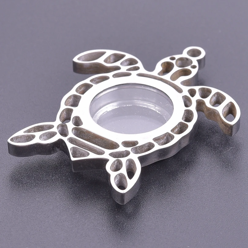 

5pcs Stainless Steel 15mm Turtle Shape Floating Charms Picture Memory Photo Locket Pendant DIY Living Medallion Necklace Jewelry