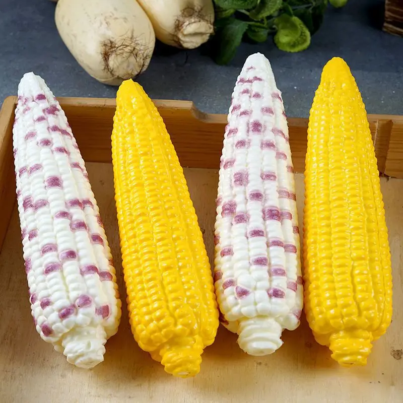 Simulated Vegetable Model Soft Gum Size Balsam Pear Towel Gourd Cucumber Eggplant Corn Lotus Root Soft Decorative Ornaments 1pcs