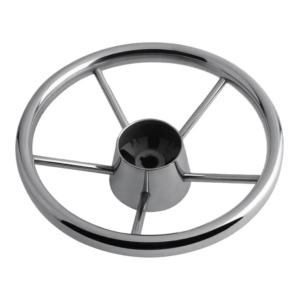 Universal 304 Stainless Steel Marine Pontoon Boat Yacht 5 Spoke Steering Wheel