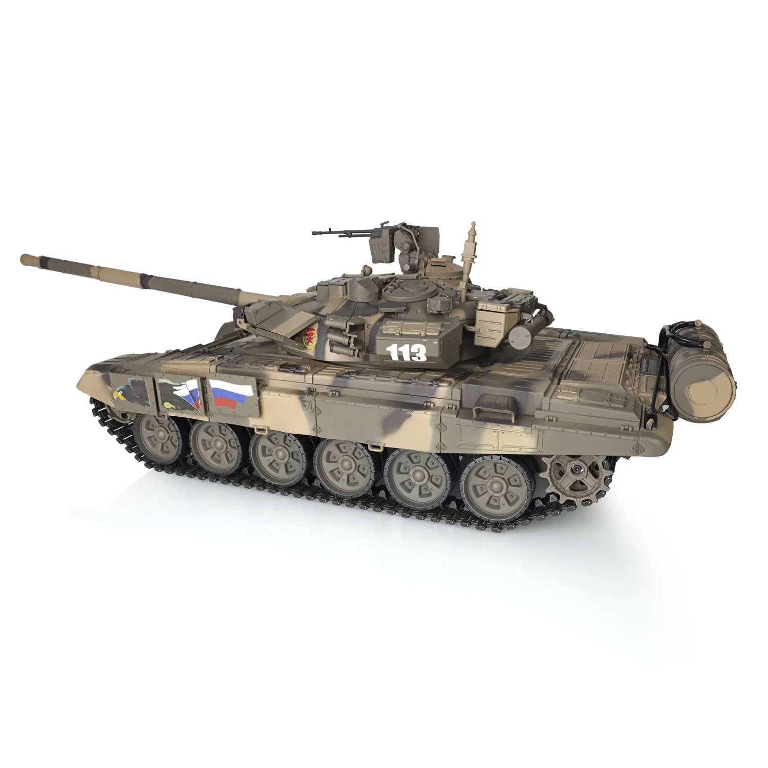 HENG LONG 1/16 7.0 Plastic Russia T90 RTR RC Tank 3938 W/ 360° Turret Red Eyes Painted Yellow Light BB Pellet Smoke TH17844-SMT4 5