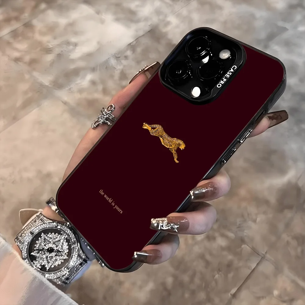 Chic Leopard Print Wine Red Patterned Phone Case