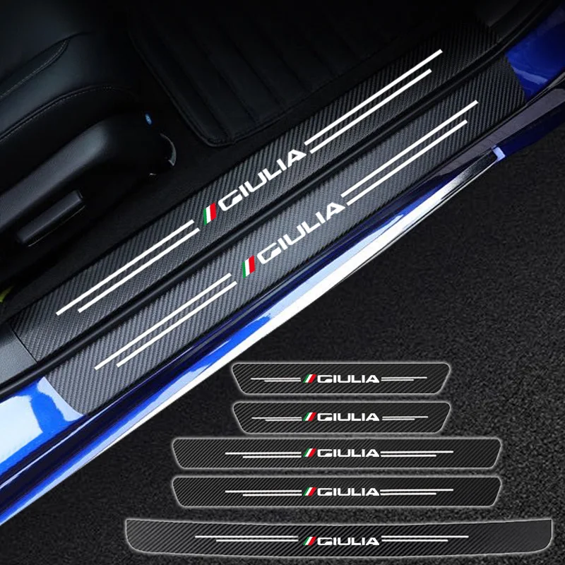 

Car Door Sill Threshold Decals For Alfa Romeo 147 Giulia Spider Mito Carbon Fiber Stickers Auto Styling Turning Accessoires