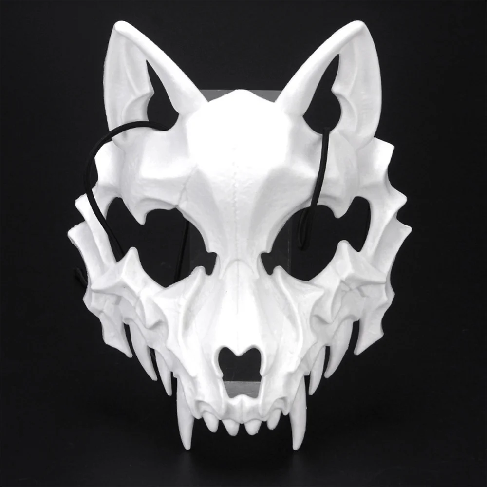 

Costume Mask Black / White Half-face Mask Dragon Tiger Man Wolf Horror Cosplay Party Props Animals Skull Dress-Up Tool for Unix