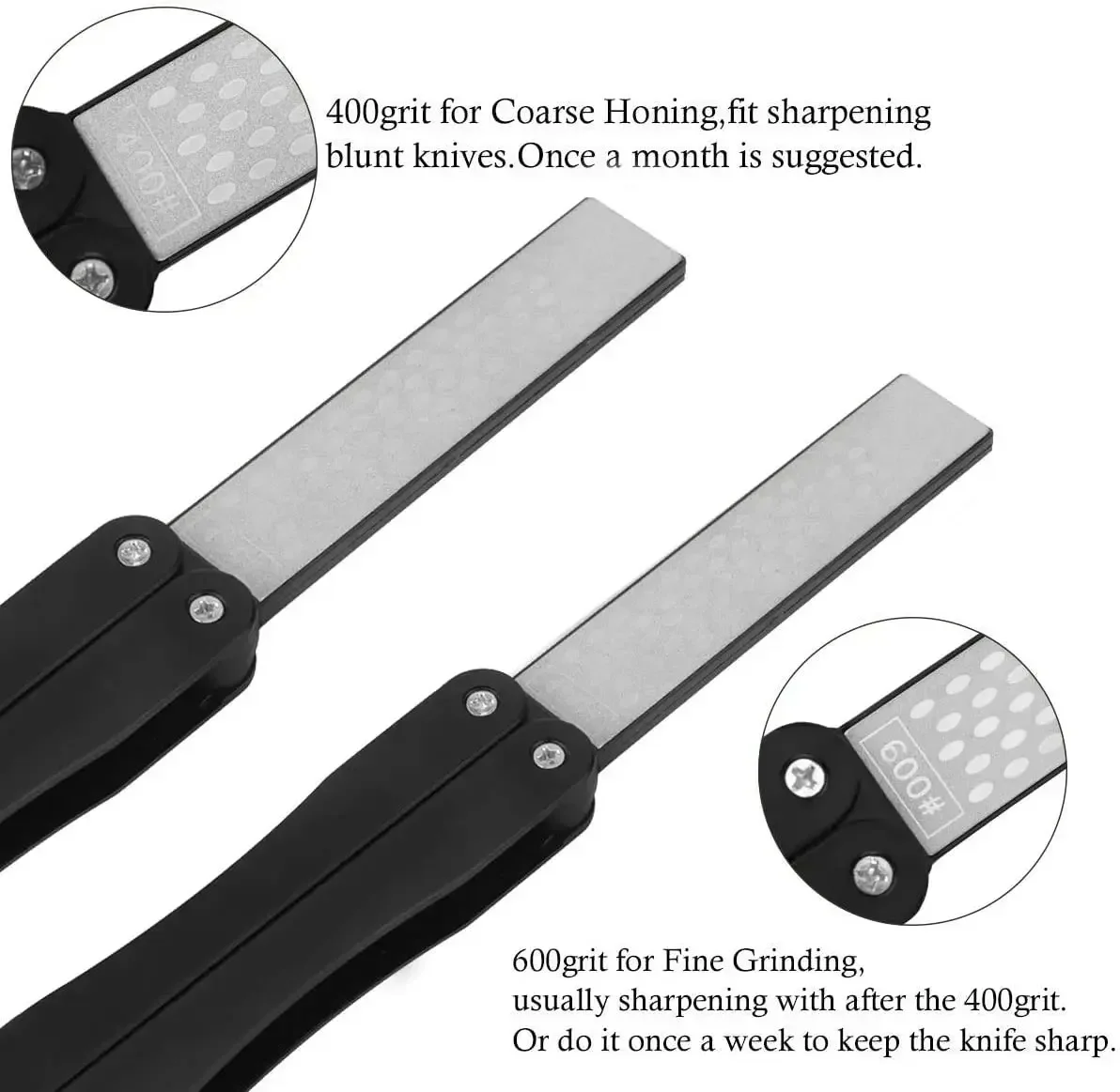 Knife Sharpener Diamond Sharpening Stone Double-Sided Portable Garden Tool Sharpener Folding Pocket Diamond Knife Sharpening Stone 400/600 Grit for Garden Outdoor