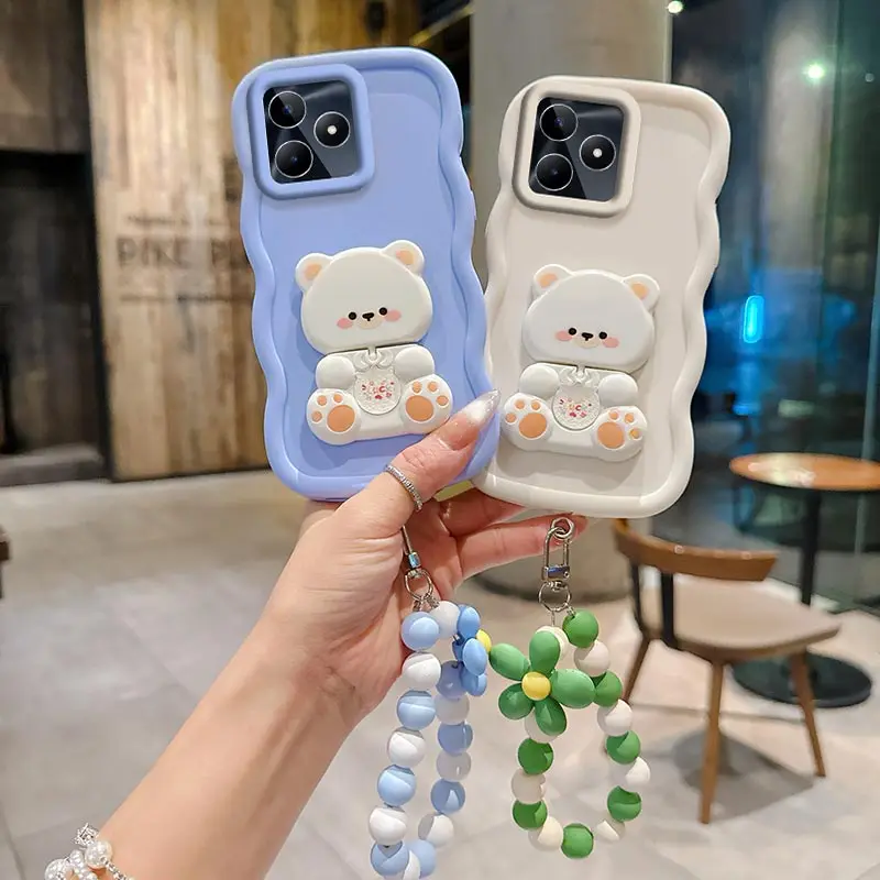 Wave-Designed Silicone Bracket Lanyard Phone Case