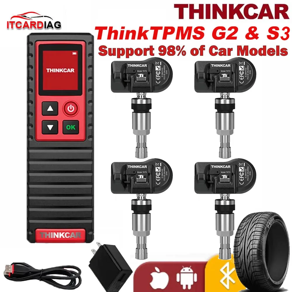 ThinkCar-Outil de diagnostic de pression de voiture, THINKTPMS Nip& S3, 2 en 1, 315MHz, 433MHz, pigments de capteur TPMS temporels, apprentissage