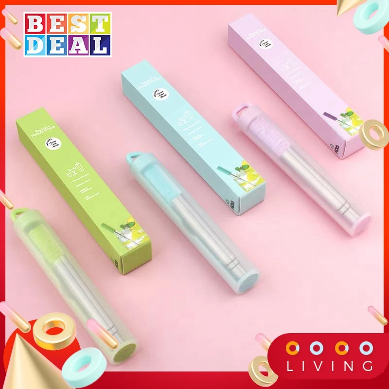 

Телескопические многоразовые соломинки для питья, металлические соломинки из нержавеющей стали, набор складных соломинок с чехлом, чистящая щетка, соломинка для кемпинга и путешествий