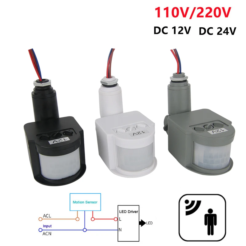 12V Motion Sensor 220V/110V PIR Bewegung Detektor Automatische Infrarot Wand Halterung Timer Outdoor 24V LED Motion Sensor Licht Schalter