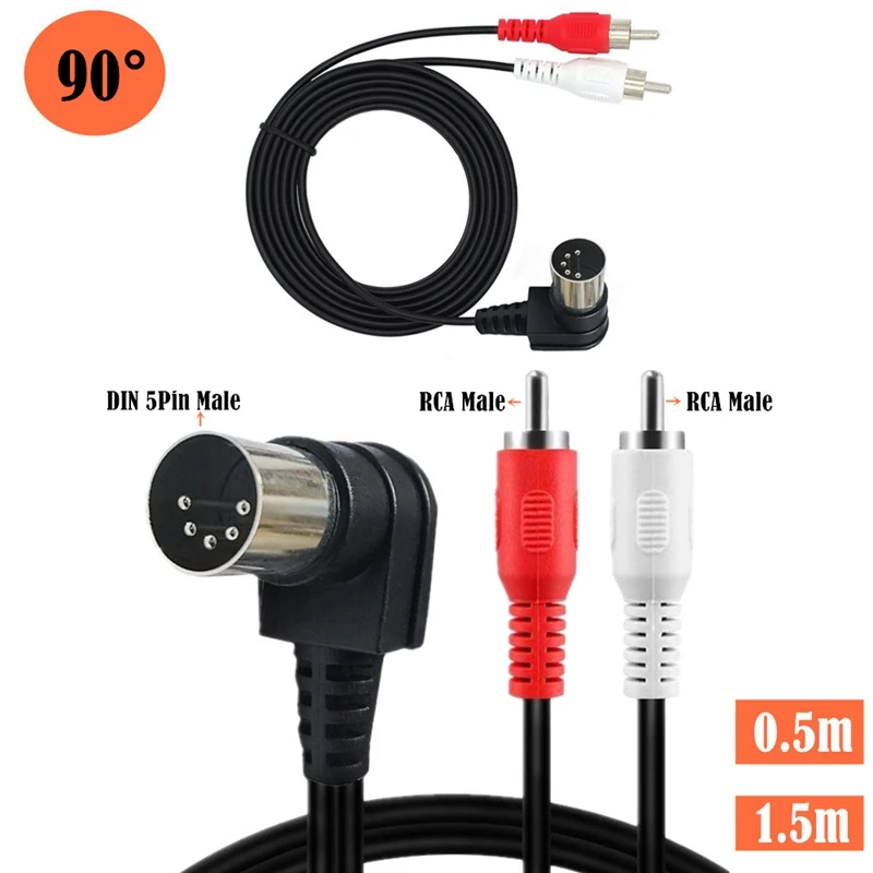 Cavo Midi Maschio Din A 5 Pin Da 90 Gradi A 2 Cavo Audio Con Doppia Spina Rca Maschio Per Sistemi Stereo Quad Naim Spina Maschio Din A 5 Pin Più Recen