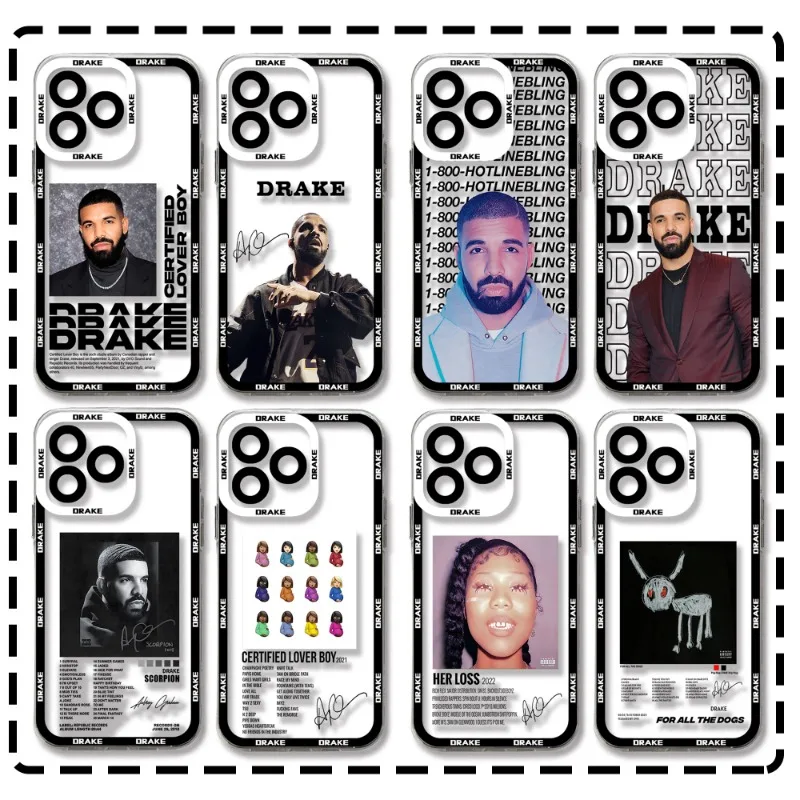Beliebte Rapper Drake Handyhülle für iPhone 16 15 14 13 12 11 Pro Max Mini X XS XR SE 7 8 Plus Staubdicht Transparent Soft Cover