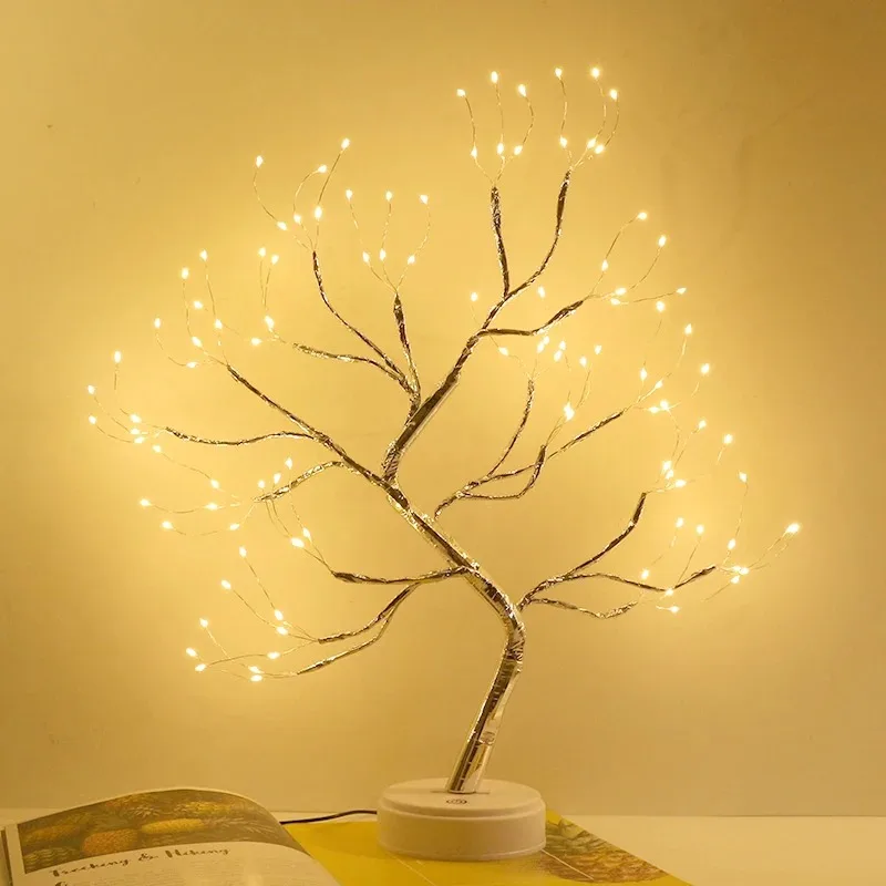 

Светодиодная подсветка 108 светодиодов, Рождественская елка с золотыми листьями, сенсорный ночник с USB для дома, спальни, свадьбы, вечеринки, Рождественский Декор