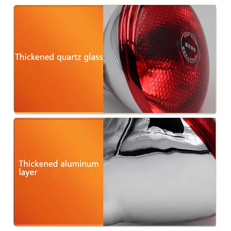 150/250W Infrared Heat Lamp Anti-Explosion Thickened Insulation Farming Heating Lamp Bulb E27 Waterproof Small Heat
